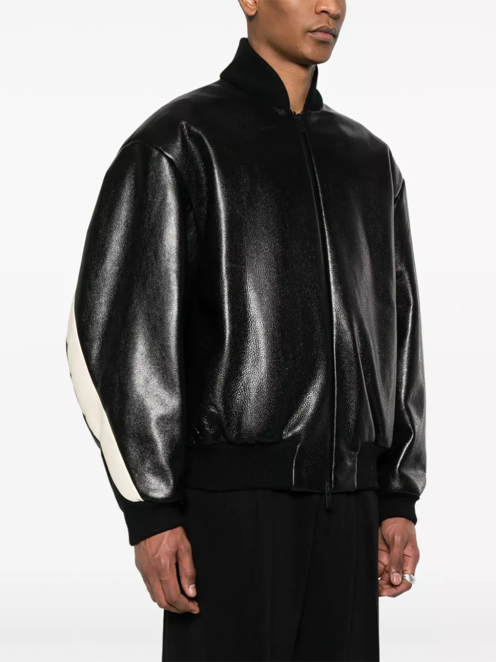 Affordable Fear Of God Stripe leather bomber jacket Men 0115