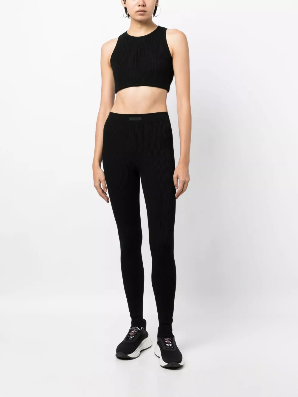 Cheap FEAR OF GOD ESSENTIALS logo-patch ribbed crop top Women 0203