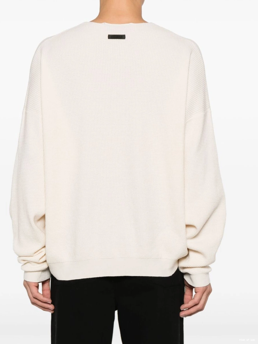 Affordable FEAR crew-neck sweater ESSENTIALS OF GOD Men waffle-knit 0217