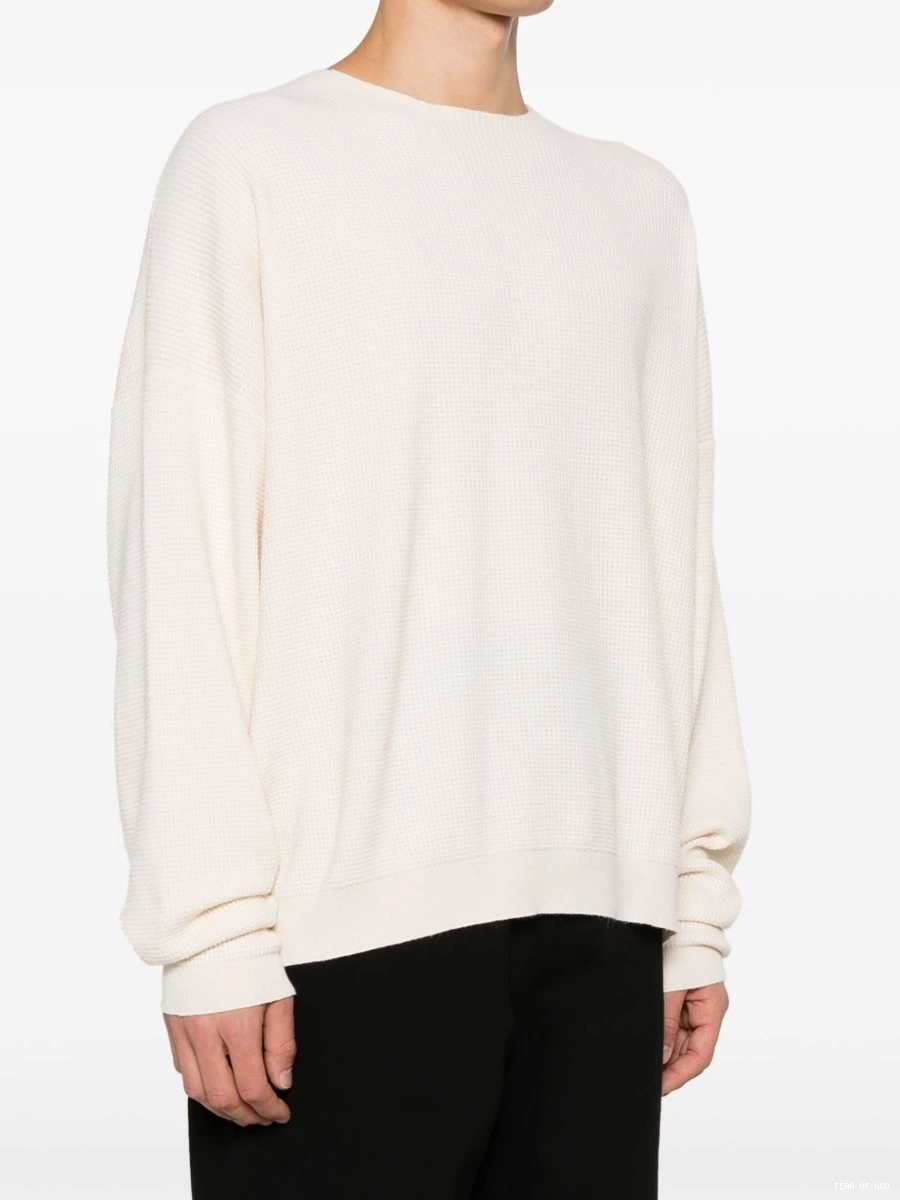 Affordable FEAR crew-neck sweater ESSENTIALS OF GOD Men waffle-knit 0217